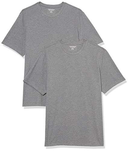 La Mejor Selección de Gris Jaspe - los preferidos. 50 Amazon Essentials - Playera de algodón de Manga Corta con Cuello Redondo para Hombre, Ajuste Regular, Paquete de 2, Color Gris Jaspeado, Talla XXL