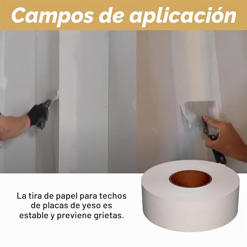 Miniatura 4 de Sopimusz Tiras De Papel Para Juntas De 50 Mm X 75 M, Resistentes A Roturas, Para Placas De Yeso En Paneles De Yeso