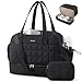 LOVEVOOK Reisetasche Damen 35L, Leichte Puffer Weekender Travel Bag Kliniktasche Geburt, Wasserdicht Sporttasche Gym Bag mit Schuhfach & Nassfach, Handgepäck Tasche für Flugzeug Reise Urlaub, Schwarz