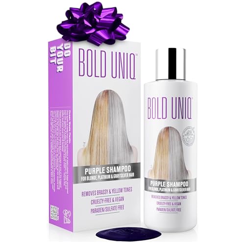 Bold Uniq Purple Shampoo - Remove Yellow Tones & Condition Damaged Hair - For Blonde, Silver or Grey Hair - Paraben & Sulfate Free, Vegan - 8 fl oz