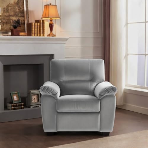 Image of Anderson Sofa Set for Living Room | Sectional Sofas | Premium Leather Sofa for Home Office | Leather Sofa Set | Leatherette Sofa (Light Grey Fabric, 1 Seater)
