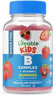 Lifeable Sugar Free B Complex with Vitamin C for Kids – Great Tasting Natural Flavor Gummy Supplement – with Niacin, Vitamin C, Pantothenic Acid, B6, Folate, Biotin, B12 – Energy Support – 90 Gummies