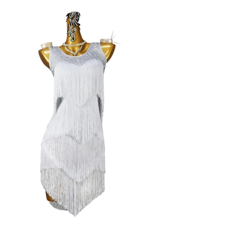 Robe de danse latine fluide à franges pour compétition de samba