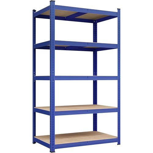 Yaheetech Storage Shelves, 5 Tier Heavy Duty Adjustable Metal Shelving Unit, Industrial Utility Rack for Garage Warehouse Pantry Closet (35.5 W x 16 D x 71 H Inches, Blue)