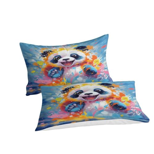 Housse de couette facile d'entretien et zippée avec motif panda 3D
