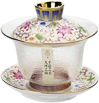 Amazon Co Jp ガラス蓋碗 0ml 磁器蓋と受け皿付き 更紗模様 化粧箱入 ホーム キッチン