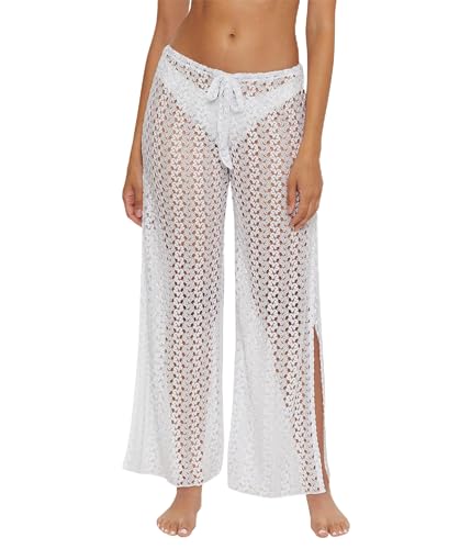 BECCA Women's Standard Platinum Lace Crochet Pants, Casual, Split Leg, Beach Cover Ups