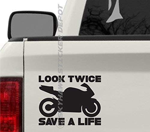 image for Skyhawk Sticker Depot Look Twice Save A Life Vinyl Decal Bumper Sticke