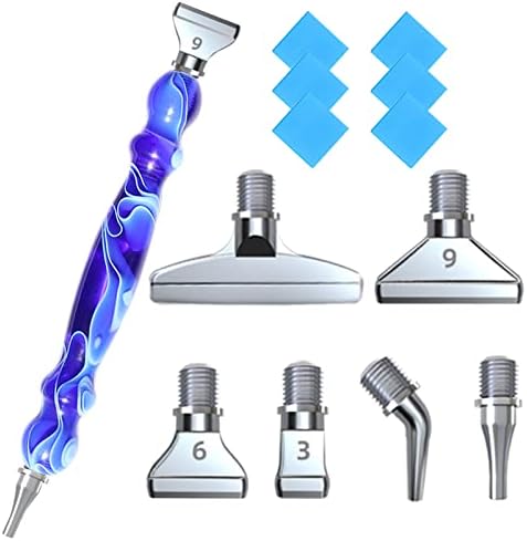 LIBIFUN 14pcs Metal Screw Thread Tips Diamond Painting Pen Kits, a Diamond Art Pen, 6pcs Tips, 6 Glue Clays, 5D Diamond Painting Accessories Tools for DIY Craft, Comfort Grip and Faster Drilling Blue