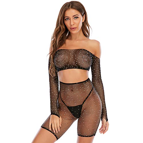 Ensemble de lingerie en maillage transparent sexy noir pour femme