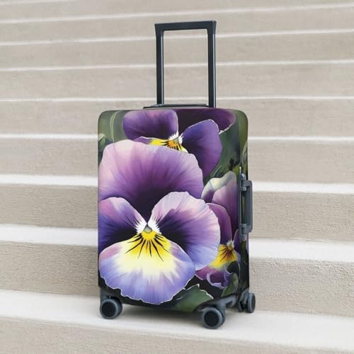 Travel Luggage Cover Pansy Perfection Suitcase Protector Elastic Washable Stretch Suitcase Protector Anti-Scratch Travel Suitcase Cover Fit 18-32 Inch Luggage 6