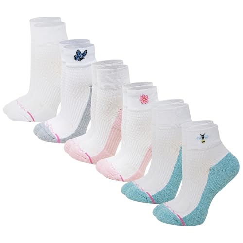 Image of Dr. Motion Compression Quarter Socks For Women With Enhanced Cushion And Breathable Arch Support 6 Pairs (US, Numeric, 9, 11, Regular, Regular, Assorted #6)