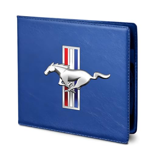 iPick Image for Ford Mustang Tri-Bar Car Auto Insurance Registration Blue Document Holder Wallet -...