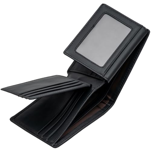 Mens Bifold Leather Wallet with 14 Card Slots, 2 ID Windows, Large Capacity, and RFID Blocking Wallet for Men3