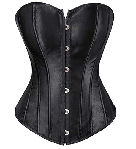 Senchanting Corsets for Women Corset Top Bustier Overbust Lace Up Corset Plus Size, 808 Black, M(US size 4-6)/Waist:26