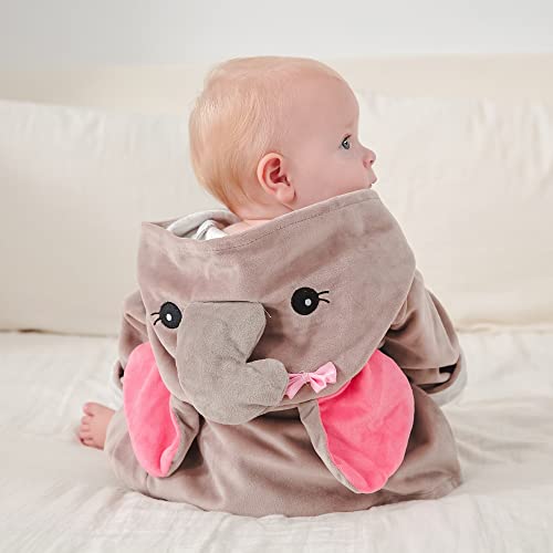 Image of Fox Baby Girl Bathrobes Cute Girl's Robe with Hood Pink Towel for Girls Soft Hooded Ultra Absorbent