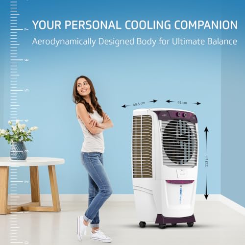 Image of V-Guard Arido D55 H-N Desert Air Cooler for Home | 55 Litre | Powerful Air Delivery | 2 Year Warranty on Motor & Pump | (White & Purple Burry)