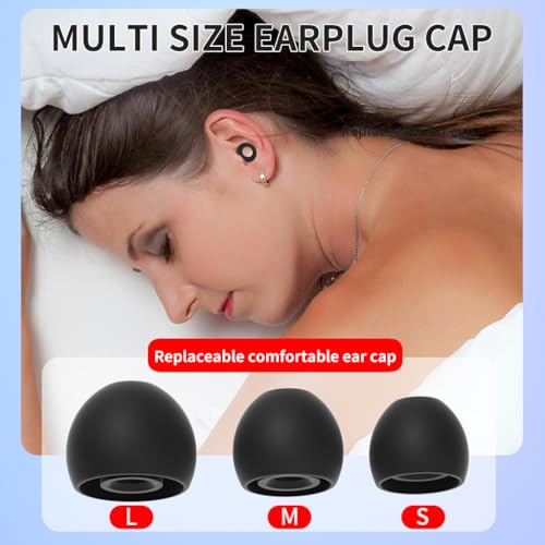 Image of ZIBUYU Noise Cancelling Ear Plugs for Sleeping, Soft Silicone Reusable Earplugs with Storage Case, Black Ear Buds for Sleeping Includes Extra Ear Tips