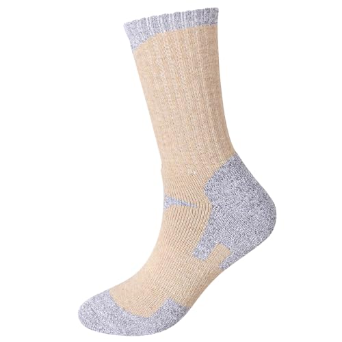 Image of EnerWear 6 Pack Women's Wool Outdoor Hiking Trail Crew Sock (US 9-11, Pink /Khaki)