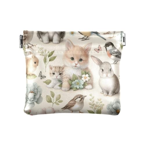 Sweet Animals Coin Purse Leather Pouch Change Purse, Squeeze Coin Pouch for Cards, Keys & Lipsticks, Unisex