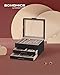 SONGMICS Jewelry Box with Glass Lid, 3-Layer Jewelry Organizer, 2 Drawers, for Big and Small Jewelry, Jewelry Storage, Christmas Gift, 8 x 9.1 x 5.3 Inches, Graphite Black and Silver UJBC239BK