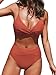 CUPSHE Femme Bikini Taille Haute torsadé Rouge Maillots de Bain 2 Pièces Rouge M