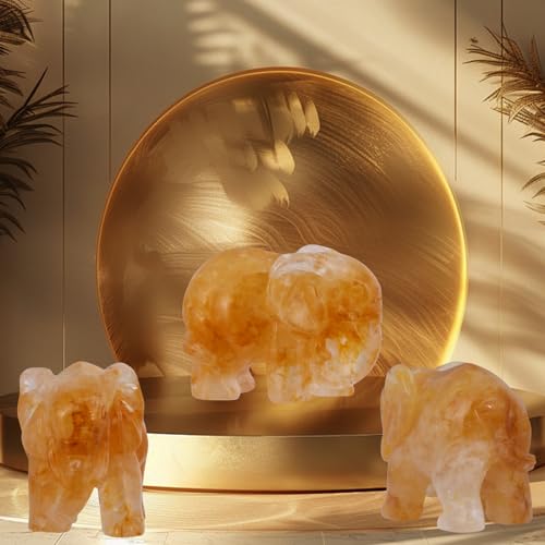 Figurita de elefante de cristal citrino 2'' para decoración miniatura 4