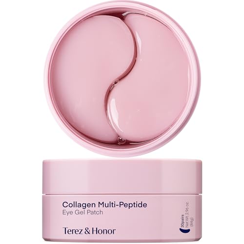 terez amp honor peptide collagen under eye patches - 60 korean firming glowing amp hydrating hydrogel mask for puffy eyes dark circles wrinkles fine lines undereye bags - anti-aging eye gel pads
