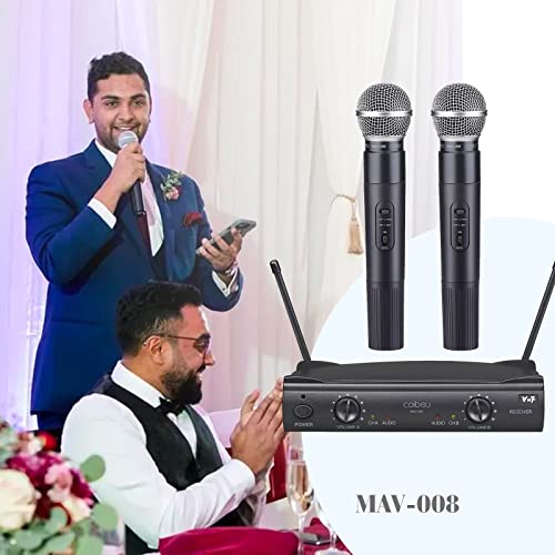 Microfone Sem Fio Karaoke Duplo, VHF, Microfone Dinamico, Microfone de Mão Profissional