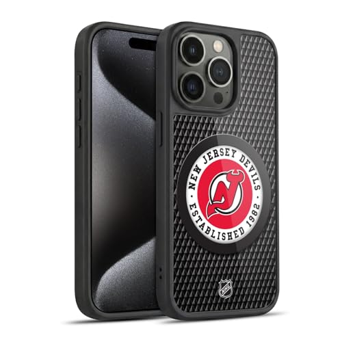 Coque iPhone 15 Pro NHL New Jersey Devils texture rondelle antichoc