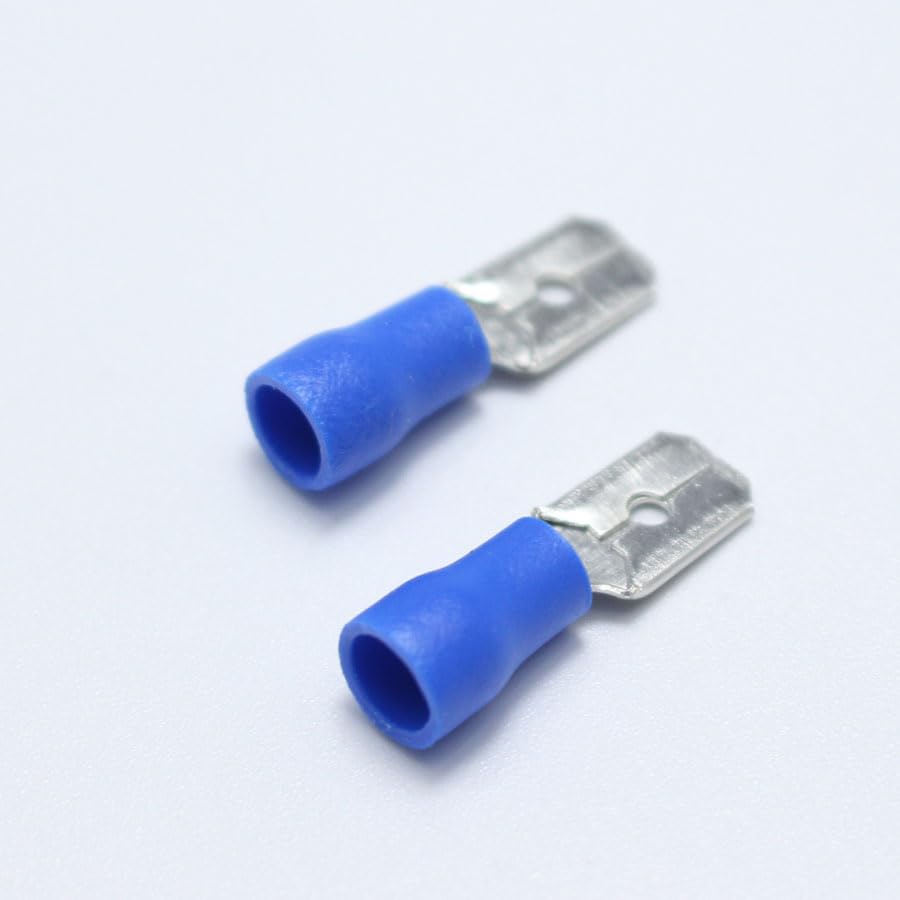 10pairs 6.3mm Spade Crimp Terminal 6.3 Male Female Pre Insulated Blue Electrical Connectors for 16-14AWG Wire /1.5-2.5mm2 Cable VUQLDHAYZ