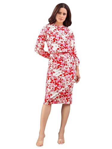 Image of PURVAJA Women's Puff Sleeve Midi Printed Co-Ords