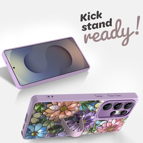 Magnetic for Samsung Galaxy S25 Ultra Case with Strap Stand, Purple Flowers by Jefonha - Used condition - Image 4