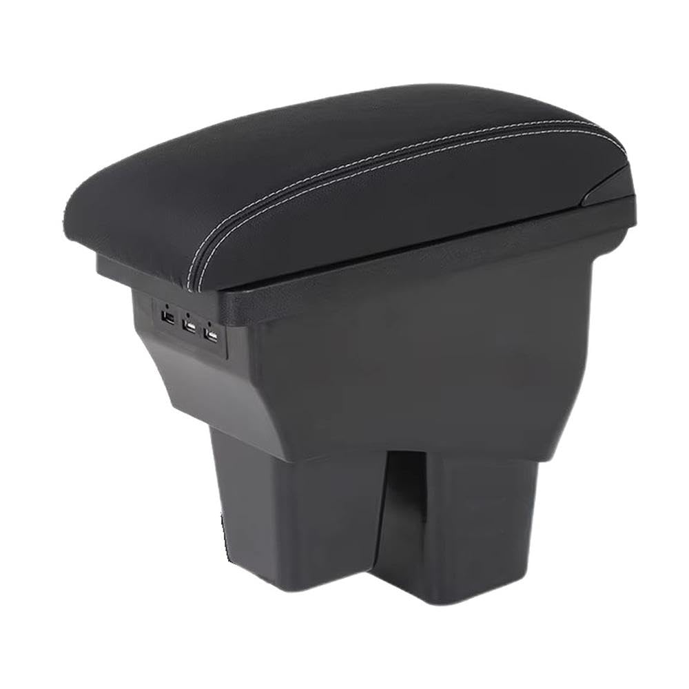 FSOZDBBPL For Jazz For Fit 2015-2020 Car Armrest Box Retrofit Parts Interior Storage Box 3USB Interior Parts(A3 Black leather)