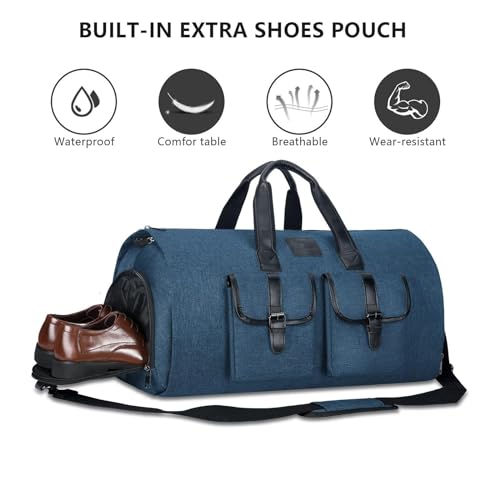 Suit Storage Bag Garment Bag Duffel Bag Suit Duffle Bag Weekend Bag Flight Bag for Travel, Business(Blue)2