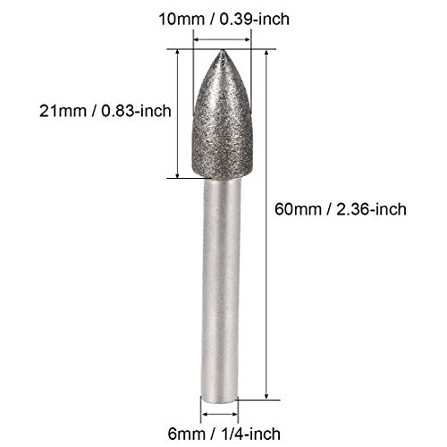 Fresas de diamante para esmeril 1/4 pulg 10mm 120 grit 2 piezas miniatura 2