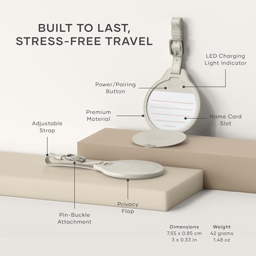 Image of Satechi FindAll Smart Luggage Tag with Find My, TSA-Friendly, Airport Tracking, Left-Behind Alerts, Loud Audible Chime, Wireless Rechargeable, Works with iPhone, iPad, Mac - Sand