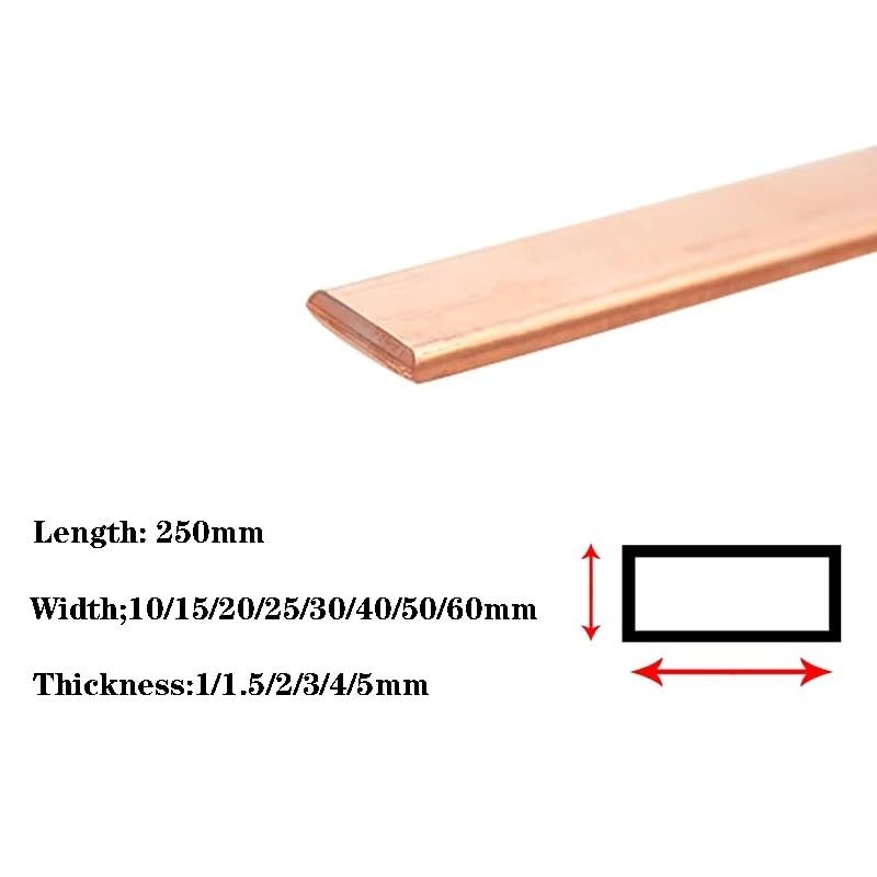 Copper Flat Bar Plate, 99.9 Percent Cu Metal Strip, Thickness 1mm to 10mm Length 100mm 250mm Copper Bus Bar 1pc(4x15x250mm)
