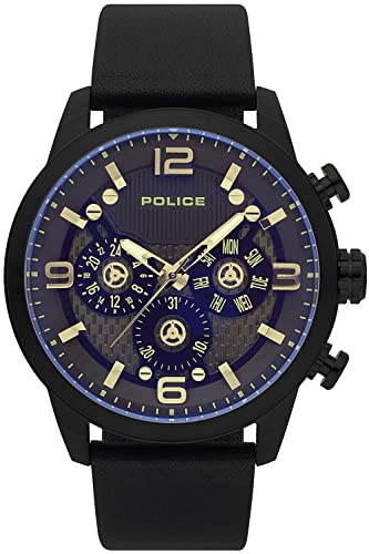 Montre Police Key West en cuir noir R1451302001 pour homme