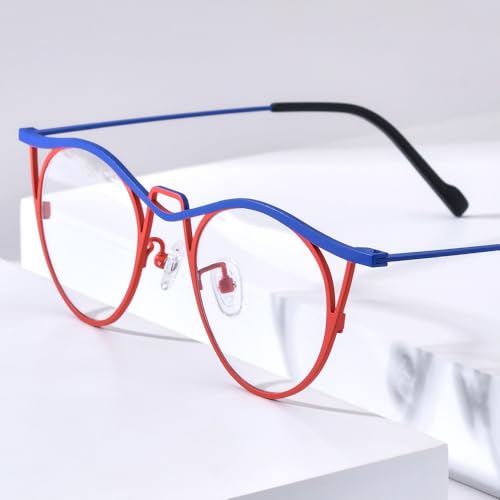 Image of FONEX Colorful Pure Titanium Glasses Frame Women Retro Round Eyeglasses F85782
