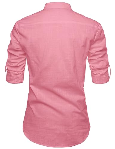 Image of Vida Loca Full Sleeve Mandarin Collor Cotton Casual Slim Fit Shirt for Men's