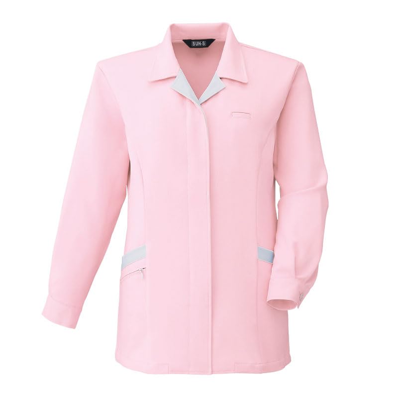 [サンエス] 長袖スモック ピンク 4L 強撚トロピカル WA10772