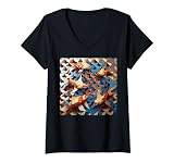 Koi Carp Goldfish Caleidoscopio: Belleza geométrica abstracta Camiseta Cuello V