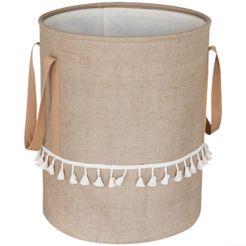 Image of for jute Cotton Linen Laundry Basket Large Foldable Storage(Yellow)