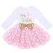 FYMNSI Kleinkinder Mädchen Mein 3. Geburtstag Kleid Baumwolle Langarm Gepunktet Tutu Tüllkleid Pailletten Schleife A-Linie Prinzessin Partykleid Fotoshooting Outfit Kostüm Rosa Tupfen 3 Jahre