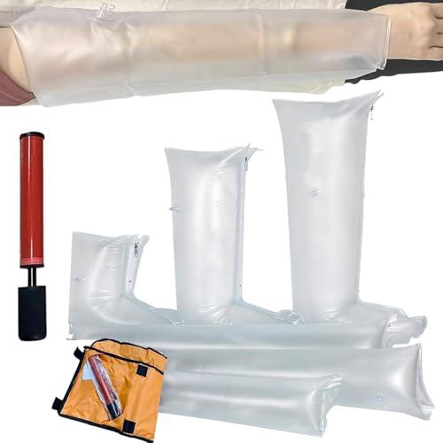 Kit d'attelles gonflables, ensemble d'attelles d'air de premiers secours avec pompe à main, attelles transmissibles pour rayons X d'urgence pour main, poignet, bras, jambe, cheville