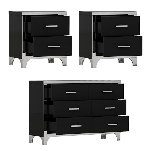 JIJIWANG 3-Piece Dresser and Nightstand Set