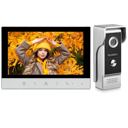 1080P Video Intercom System, Wired Video Doorbell HD Camera with 7 Inch Monitor, 4-Wire Video Door Phone Intercoms Panel Kits Support Unlock, Monitoring, 2-Way Audio for Villa Home Office Apartment