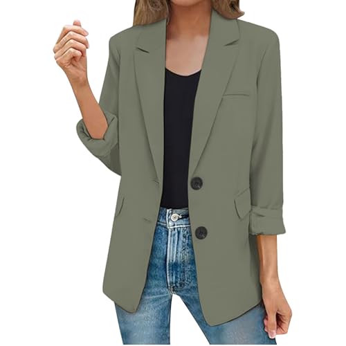 Generico Blazer Mujer Invierno Oversize Ceremonia Chaqueta de Mujer Curvy Ligero Mono Classic Blazer Negro Mujer Oversize Abierto Delante Cuello Color Sólido Top, 02#menta verde, M