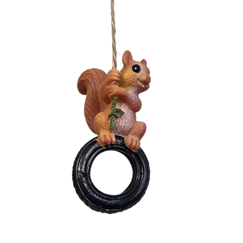 Mounteps Outdoor Tire Squirrel Statue Ornament Hanging Decor Spring Summer Garden Squirrel Statue Hanging Ornament Small Squirrel Wall Hanging Accessory
